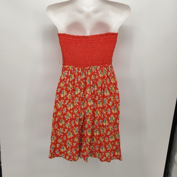 NWT Xhilaration Orange Eyelet with Floral Skirt Sleeveless Dress Women's M - Picture 7 of 7